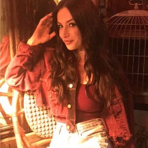 Stylish Red Denim Jacket